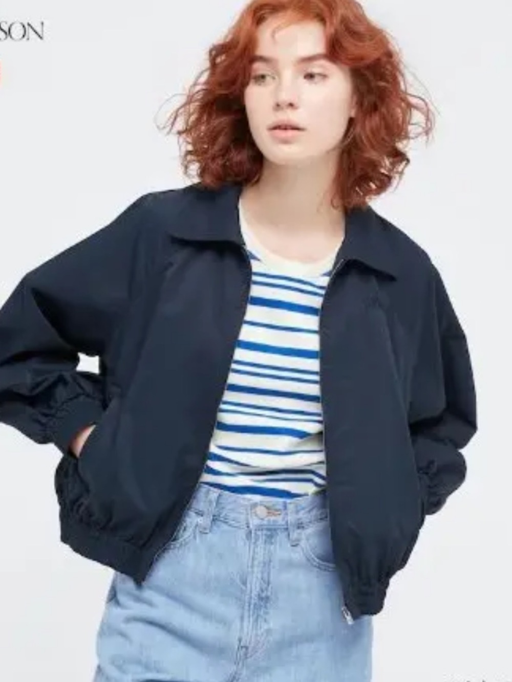 JW ANDERSON Uniqlo Women’s Navy Zip-Front Bomber Jacket XS Nylon